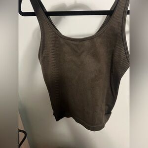 Army green ribbed tank top